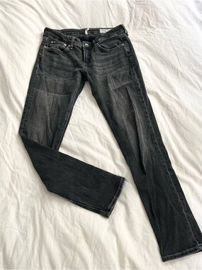 rag & bone Men's Washed Black Slim Straight Jeans